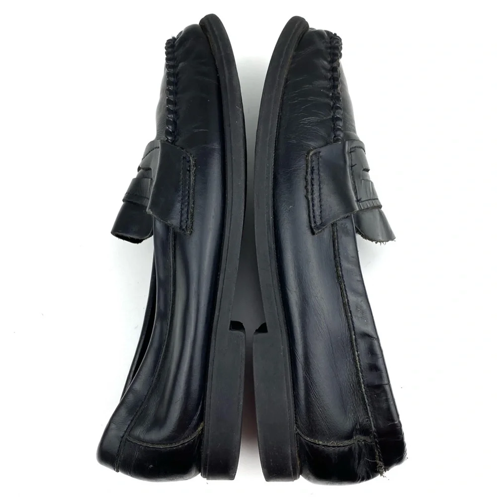 Y2K Vintage Buster Brown Black Leather Penny Loafers Slip On Casual Dress Shoe 3